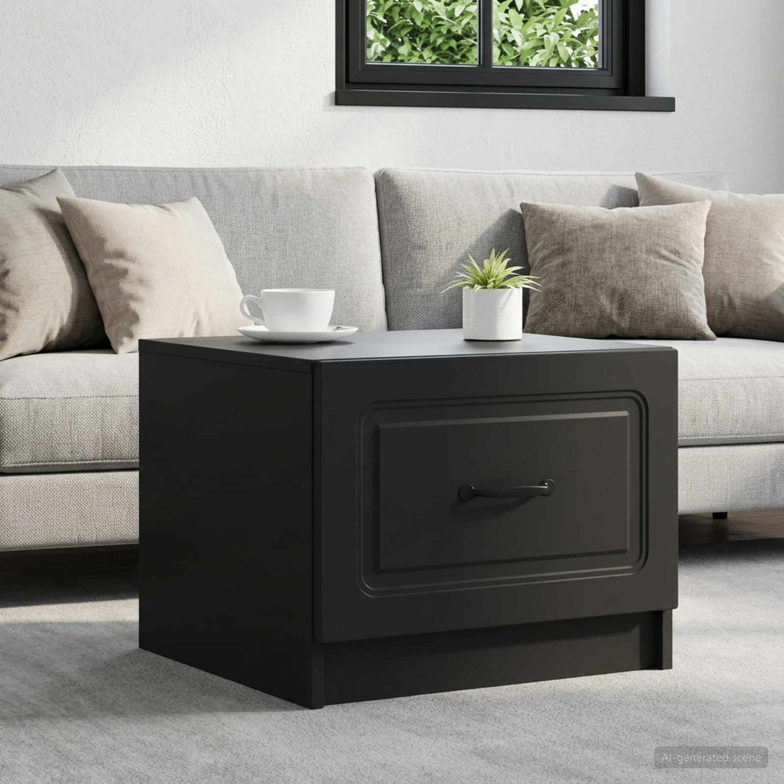 vidaXL Mesa de Café Negro 49 x 50 x 37 cm Madera de Ingeniería
