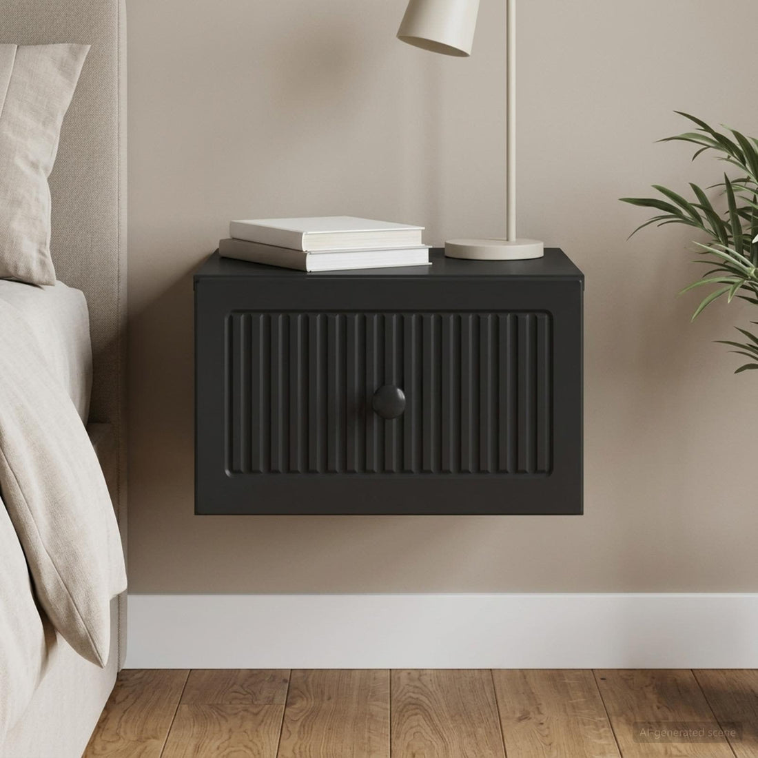 vidaXL Mesita de Noche de Pared Negro 33 x 34,5 x 20 cm