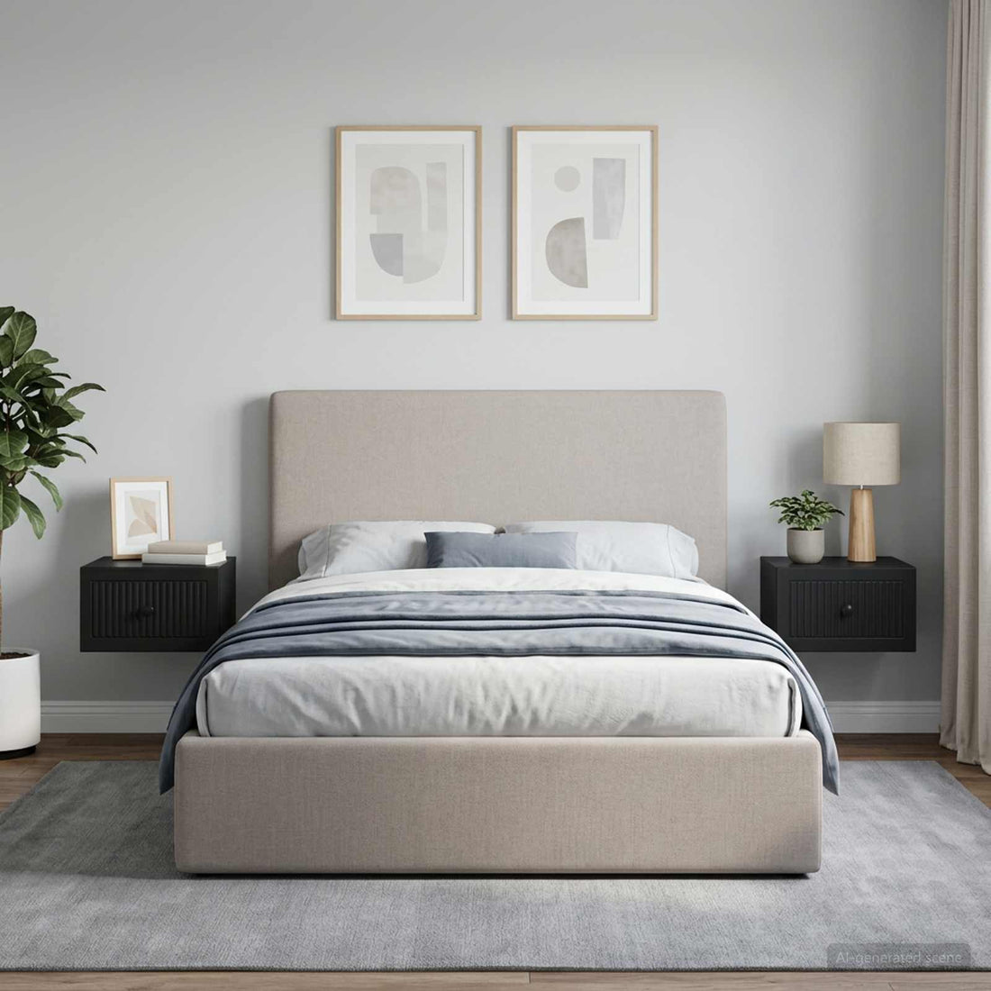 vidaXL Mesita de Noche de Pared 2 uds. Negro 33 x 34,5 x 20 cm