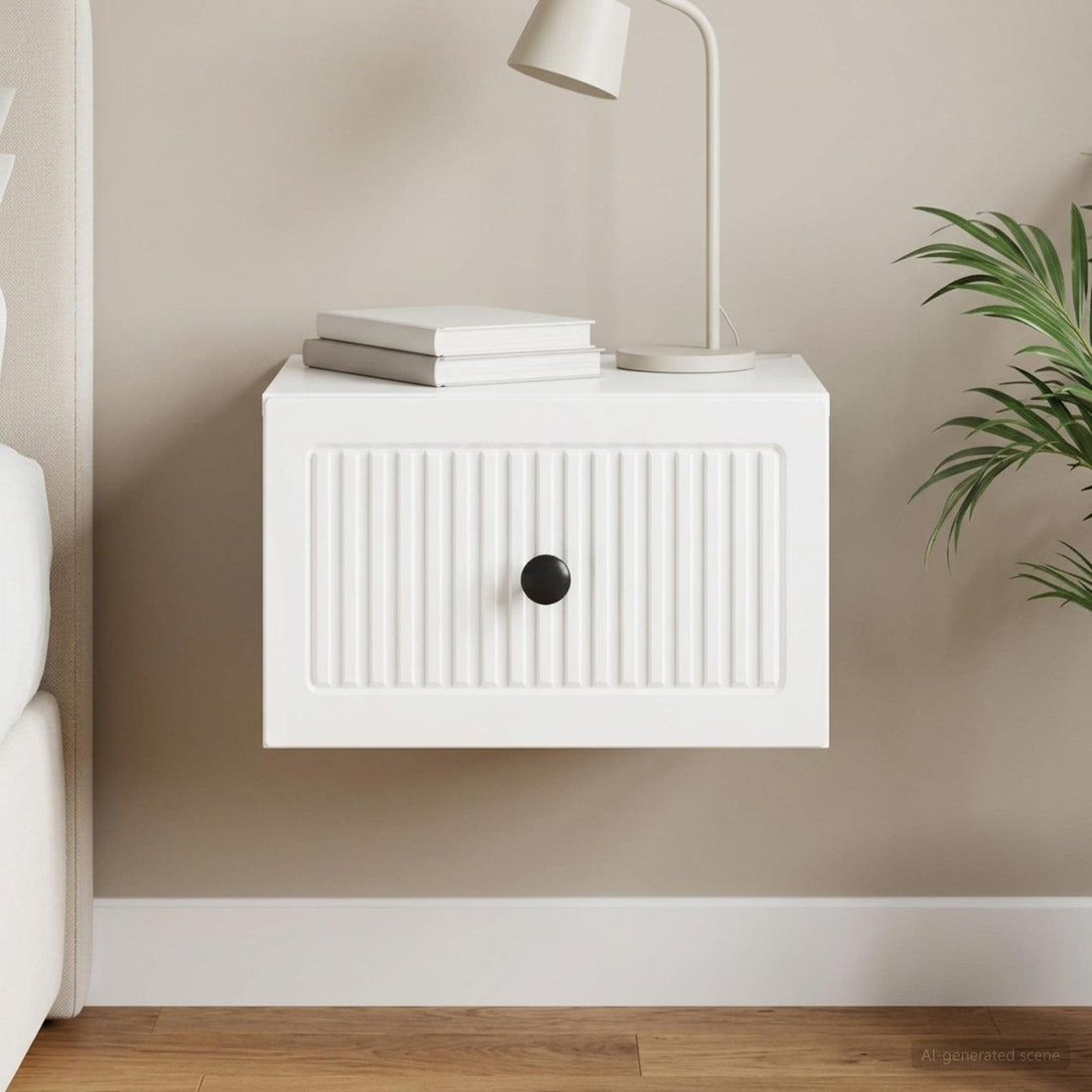 vidaXL Mesita de Noche de Pared Brillante 33 x 34,5 x 20 cm