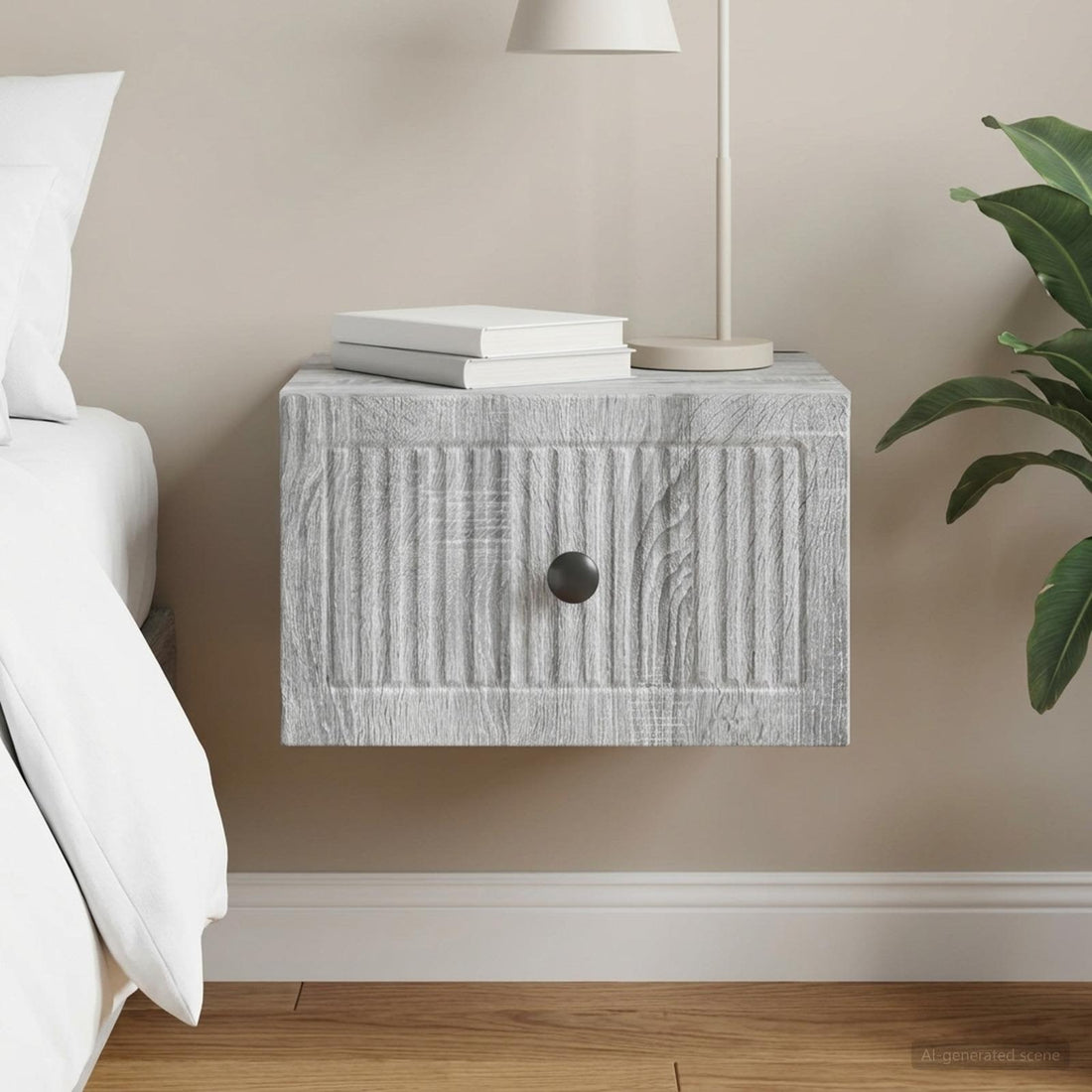 vidaXL Mesita de Noche de Pared Gris Sonoma 33 x 34,5 x 20 cm