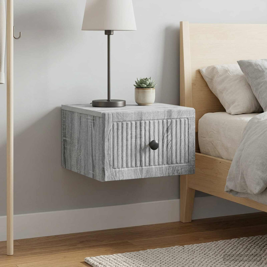 vidaXL Mesita de Noche de Pared 2 uds. Gris Sonoma 33 x 34,5 x 20 cm