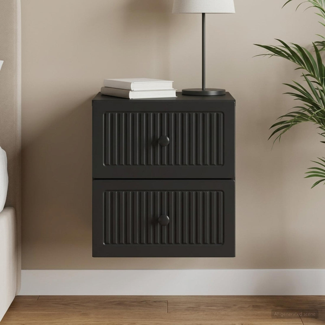 vidaXL Mesita de Noche de Pared Negro 33 x 34,5 x 40 cm