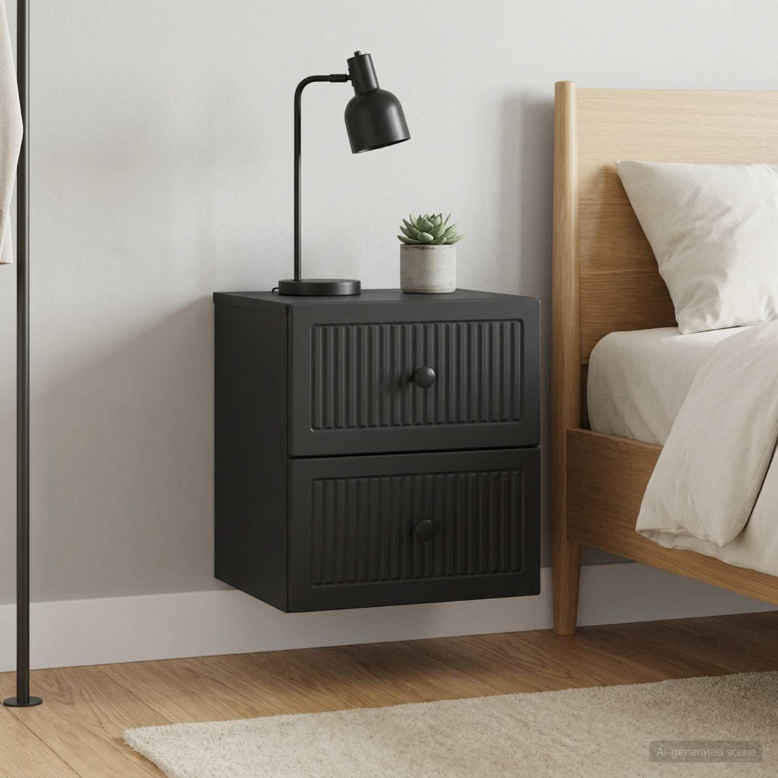 vidaXL Mesita de Noche de Pared 2 uds. Negro 33 x 34,5 x 40 cm
