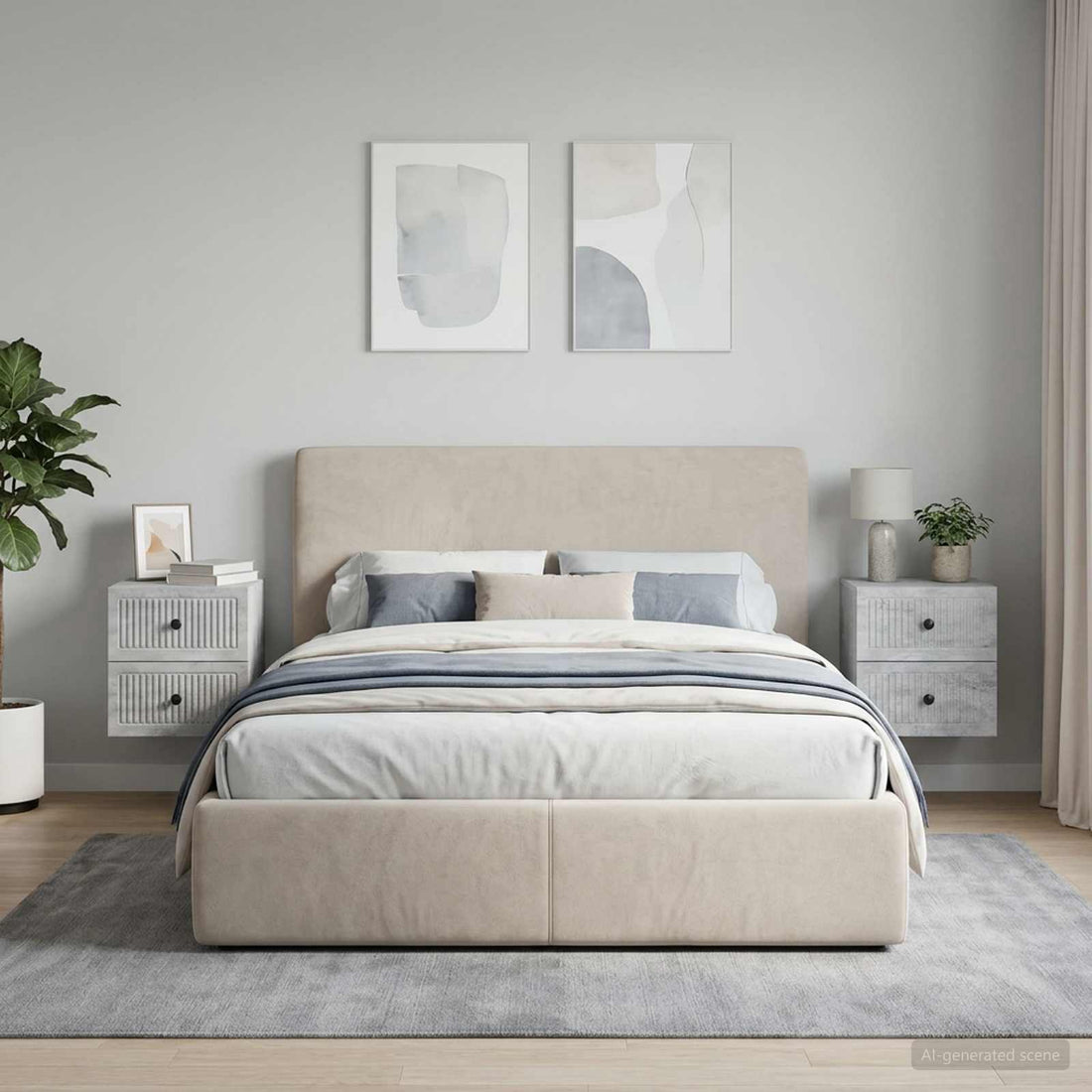 vidaXL Mesita de Noche de Pared 2 uds. Gris Hormigón 33 x 34,5 x 40 cm