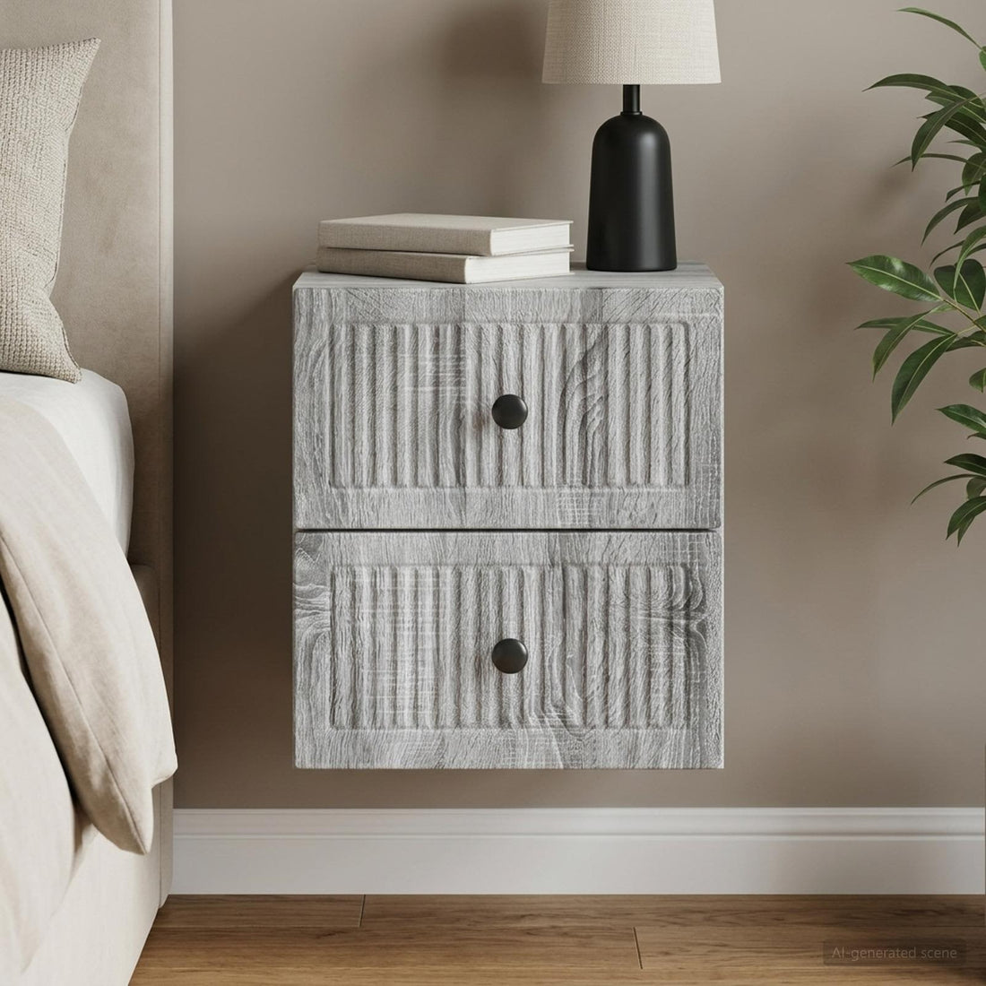 vidaXL Mesita de Noche de Pared Gris Sonoma 33 x 34,5 x 40 cm