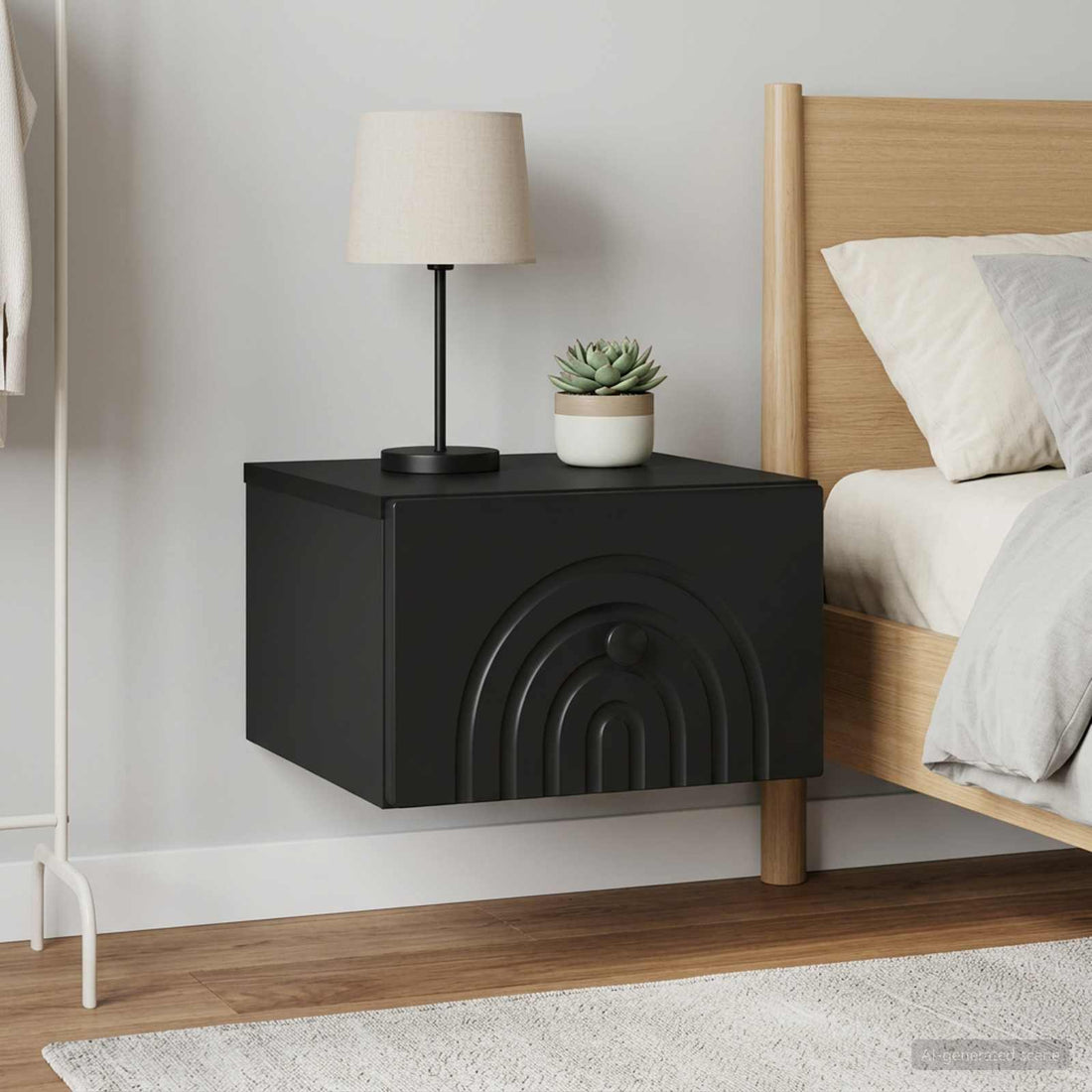 vidaXL Mesita de Noche de Pared 2 uds. Negro 33 x 34,5 x 20 cm
