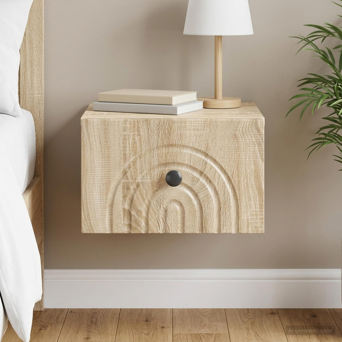 vidaXL Mesita de Noche de Pared Roble Sonoma 33 x 34,5 x 20 cm