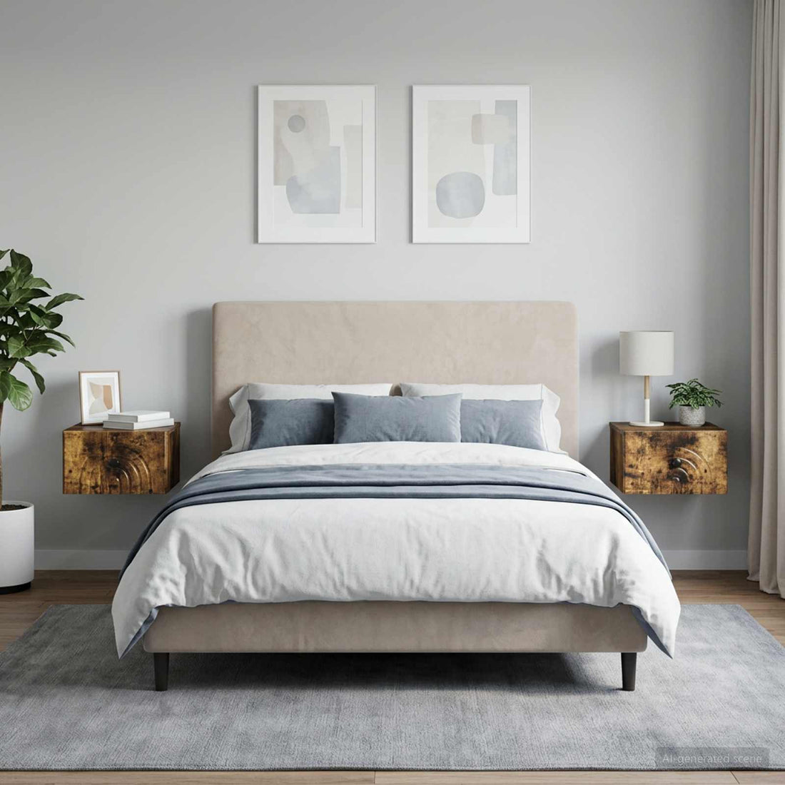 vidaXL Mesita de Noche de Pared 2 uds. Roble Ahumado 33 x 34,5 x 20 cm