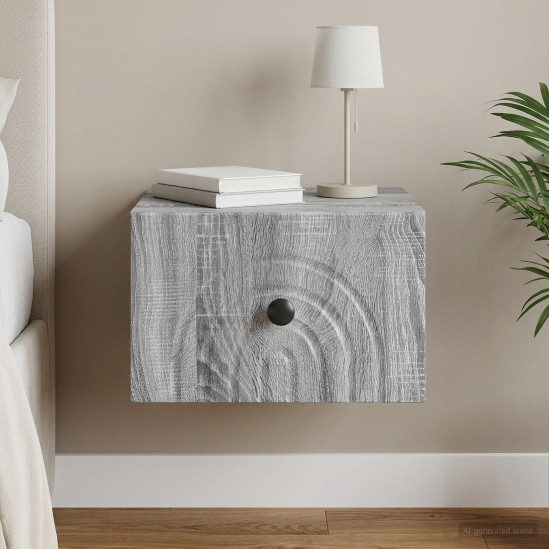 vidaXL Mesita de Noche de Pared Gris Sonoma 33 x 34,5 x 20 cm