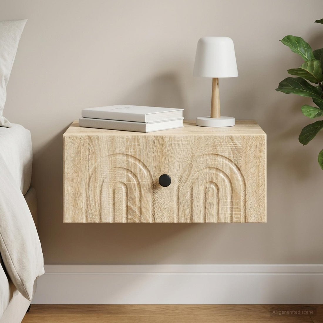 vidaXL Mesita de Noche de Pared Roble Sonoma 49 x 34,5 x 20 cm