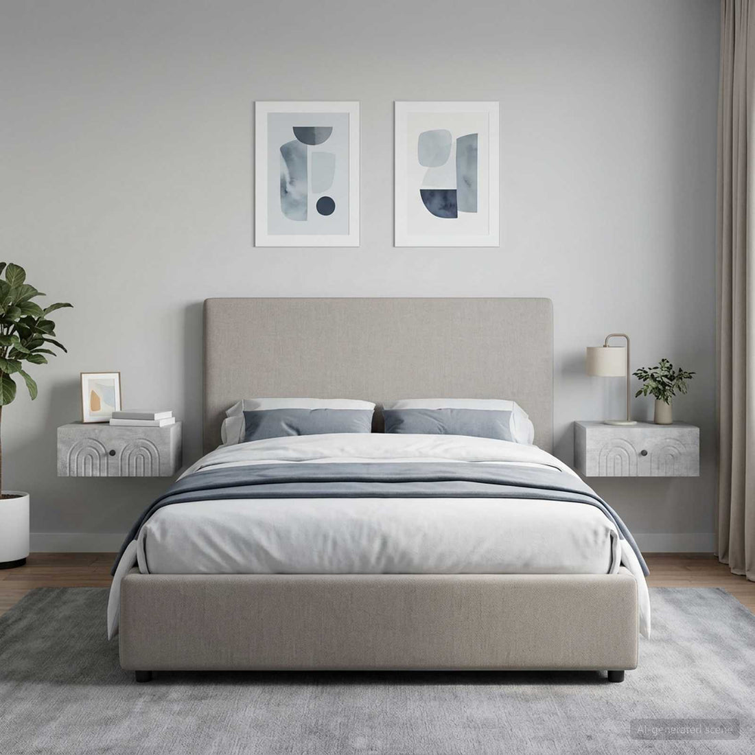 vidaXL Mesita de Noche de Pared 2 uds. Gris Hormigón 49 x 34,5 x 20 cm