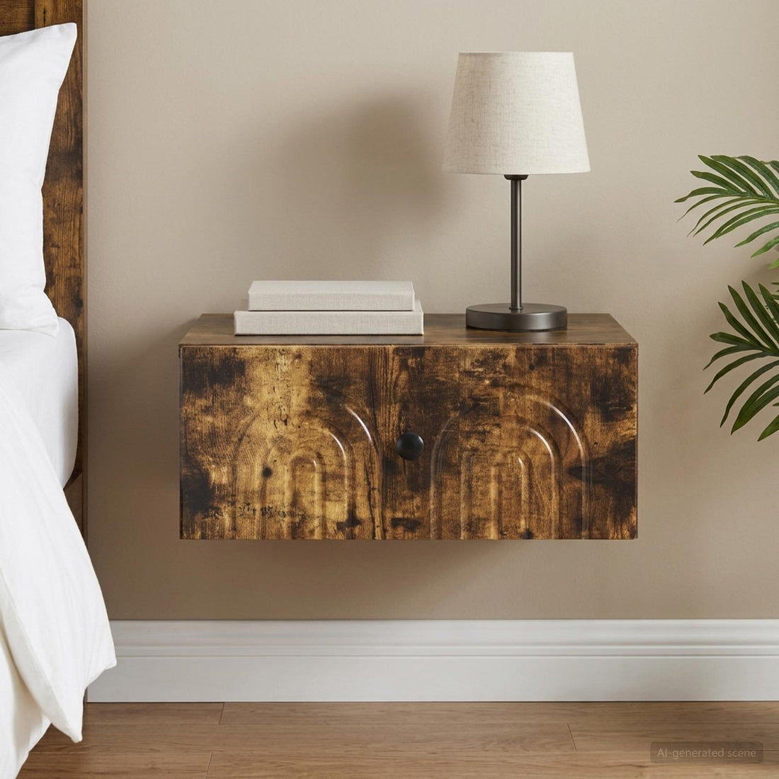 vidaXL Mesita de Noche de Pared Roble Ahumado 49 x 34,5 x 20 cm