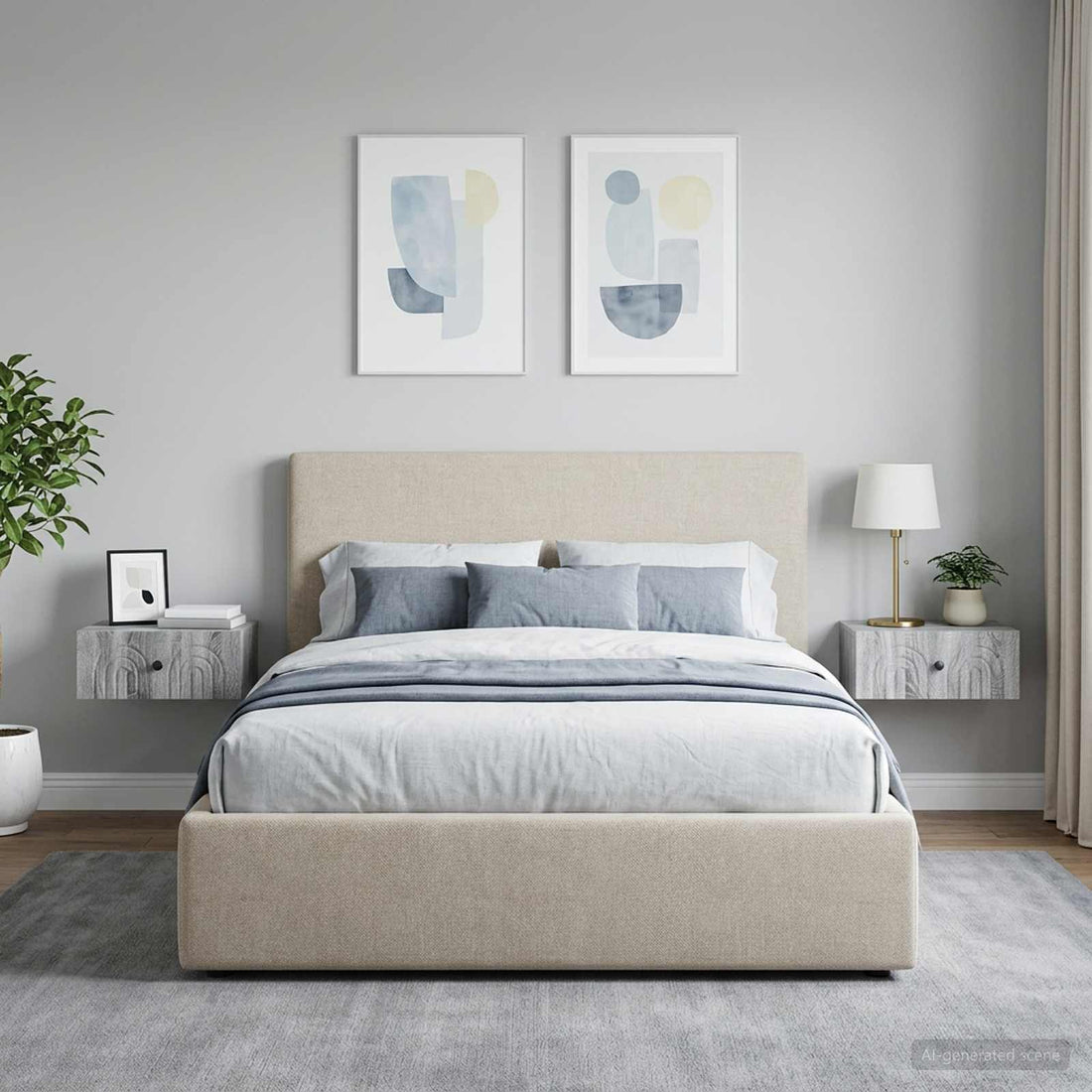 vidaXL Mesita de Noche de Pared 2 uds. Gris Sonoma 49 x 34,5 x 20 cm
