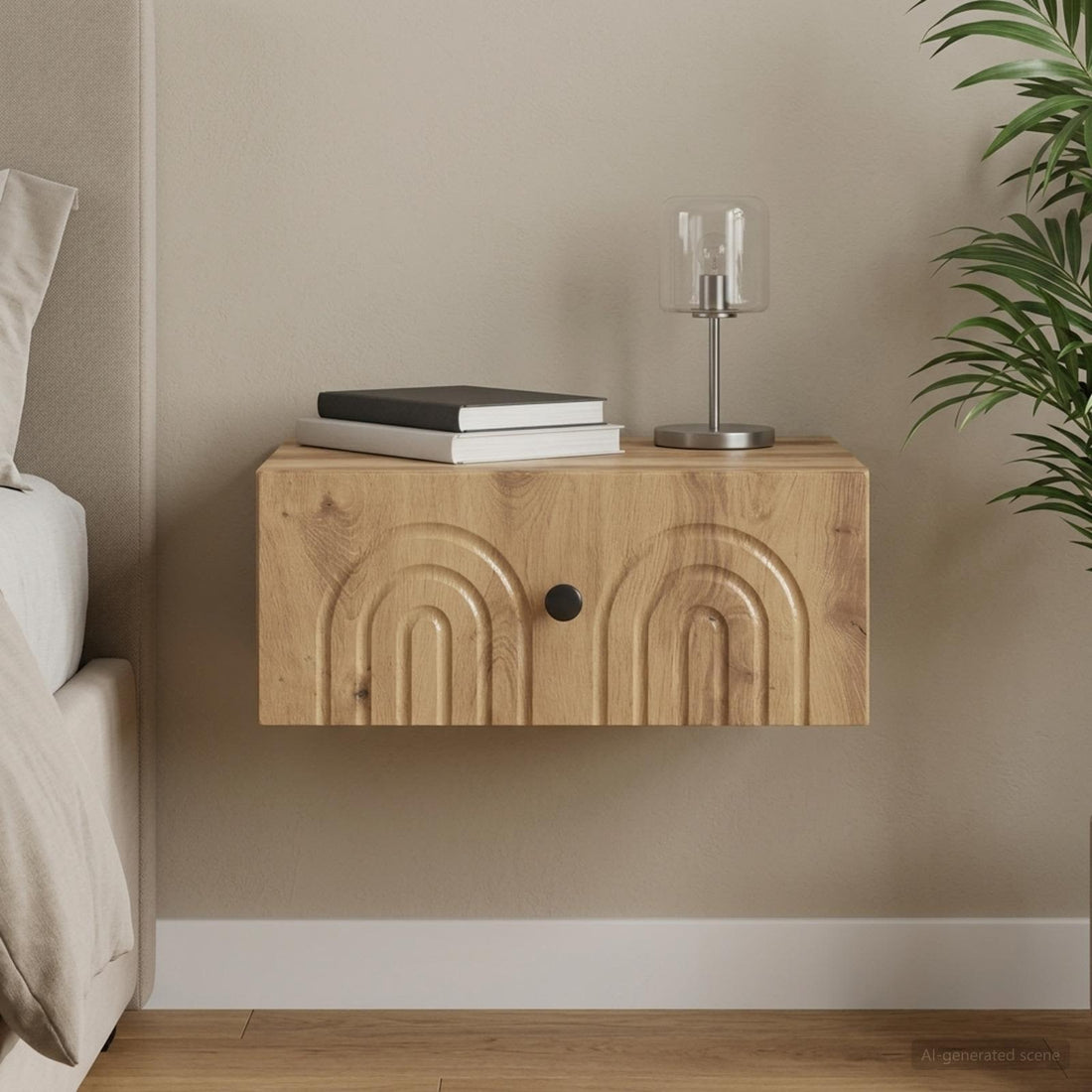vidaXL Mesita de Noche de Pared Roble artisan 49 x 34,5 x 20 cm