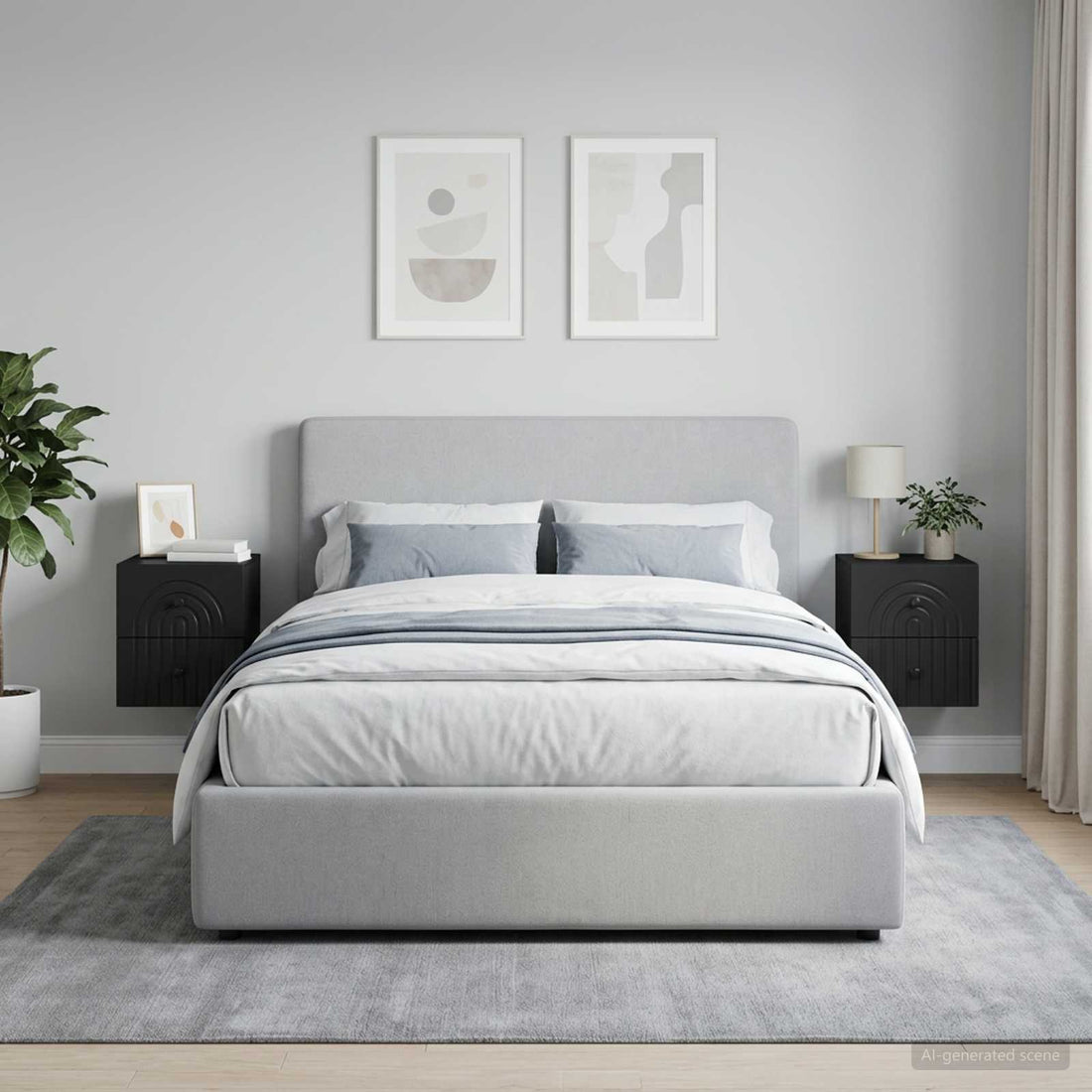 vidaXL Mesita de Noche de Pared 2 uds. Negro 33 x 34,5 x 40 cm