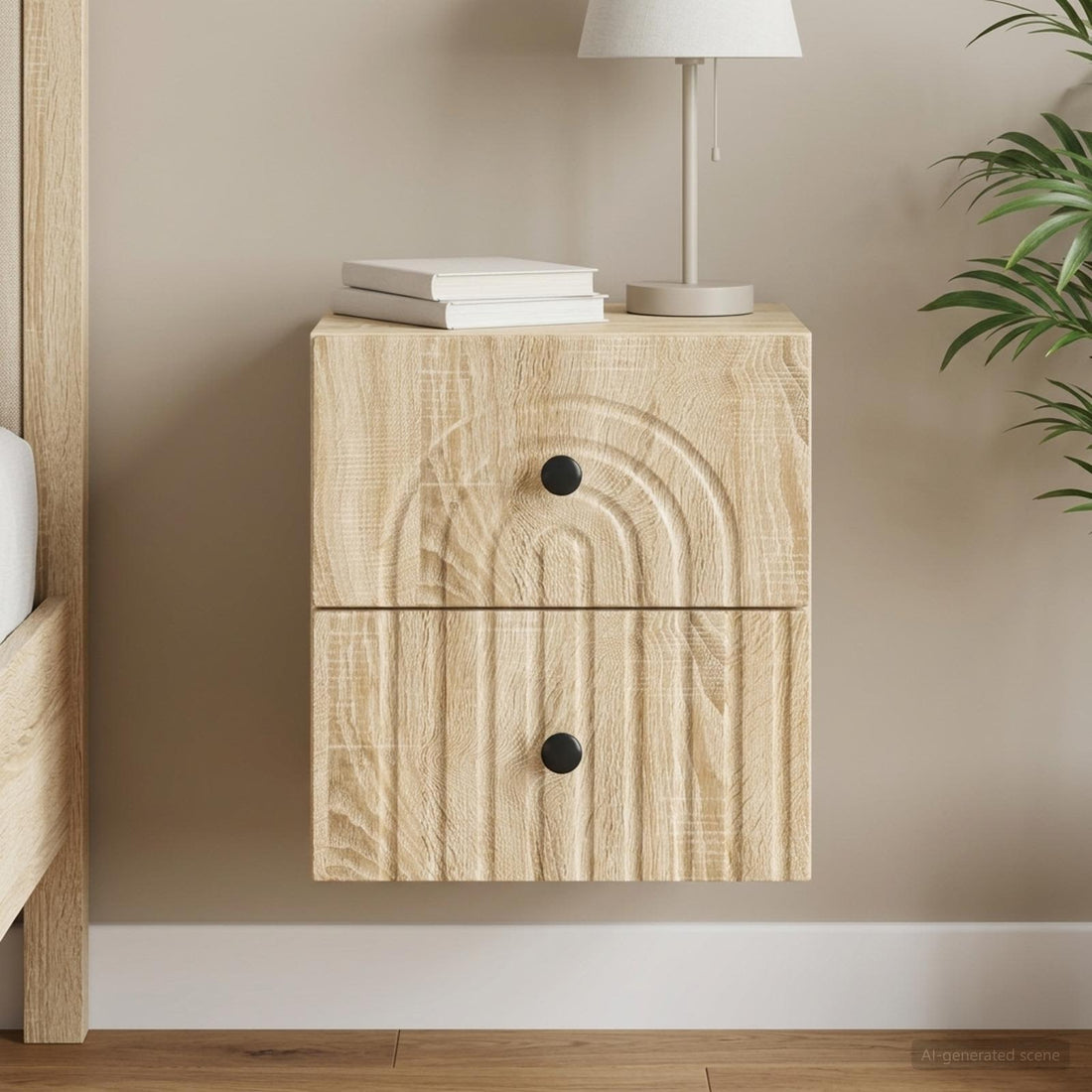vidaXL Mesita de Noche de Pared Roble Sonoma 33 x 34,5 x 40 cm