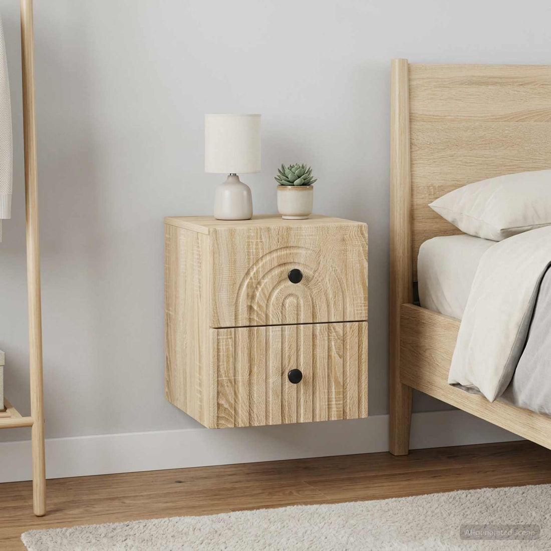 vidaXL Mesita de Noche de Pared 2 uds. Roble Sonoma 33 x 34,5 x 40 cm