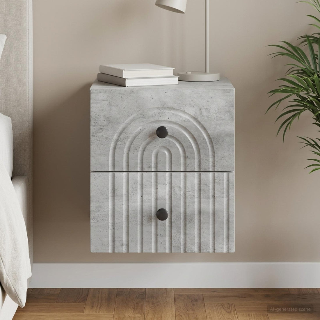 vidaXL Mesita de Noche de Pared Gris Hormigón 33 x 34,5 x 40 cm