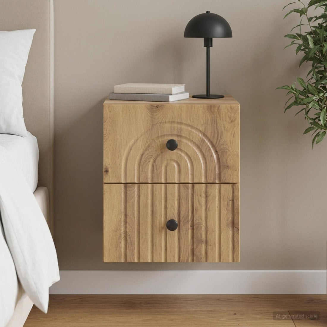 vidaXL Mesita de Noche de Pared Roble artisan 33 x 34,5 x 40 cm