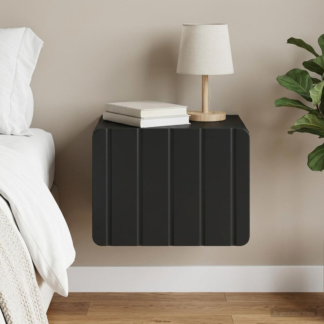 vidaXL Mesita de Noche de Pared con cajón Negro 33 x 34,5 x 24 cm