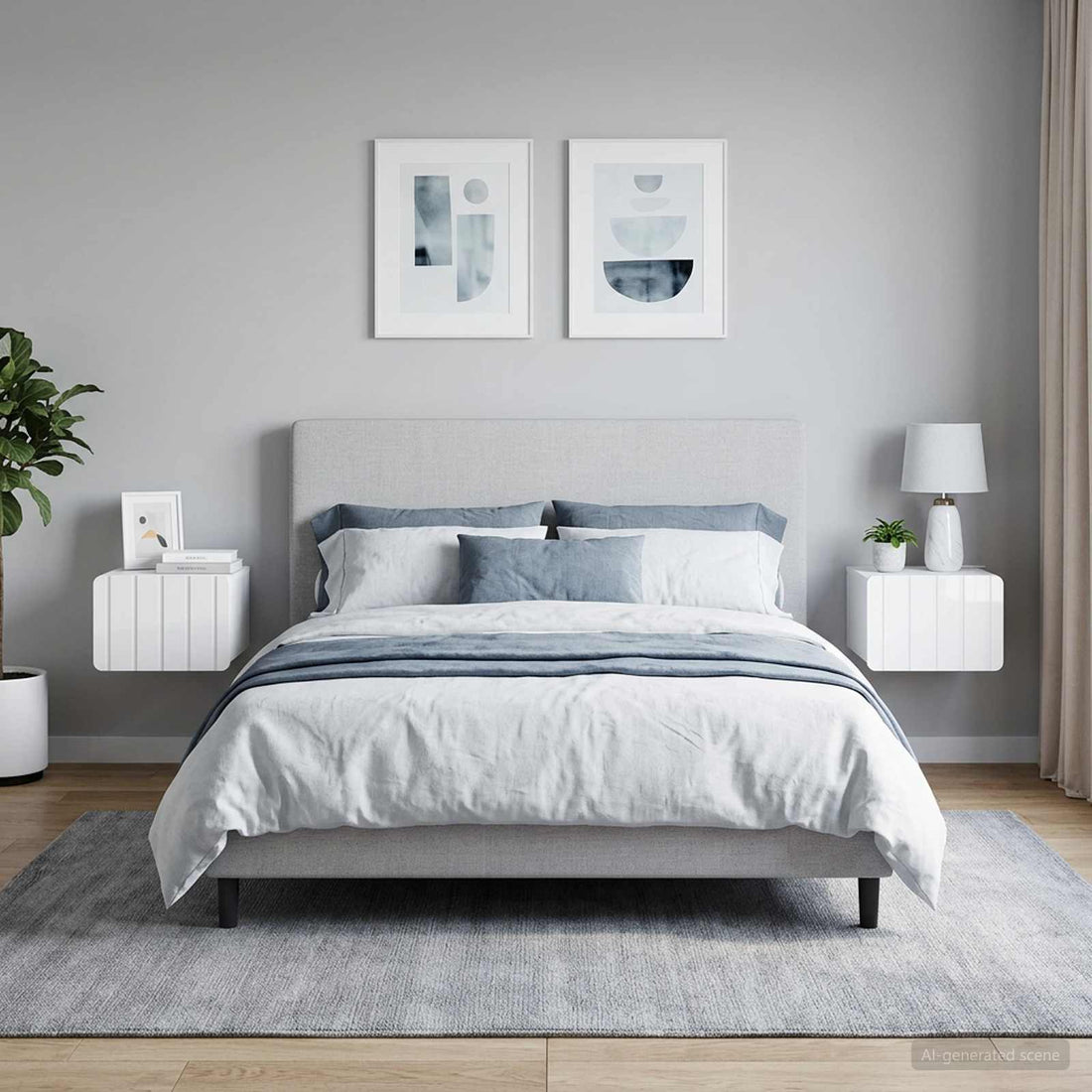 vidaXL Mesita de Noche de Pared 2 uds. Brillante 33 x 34,5 x 24 cm