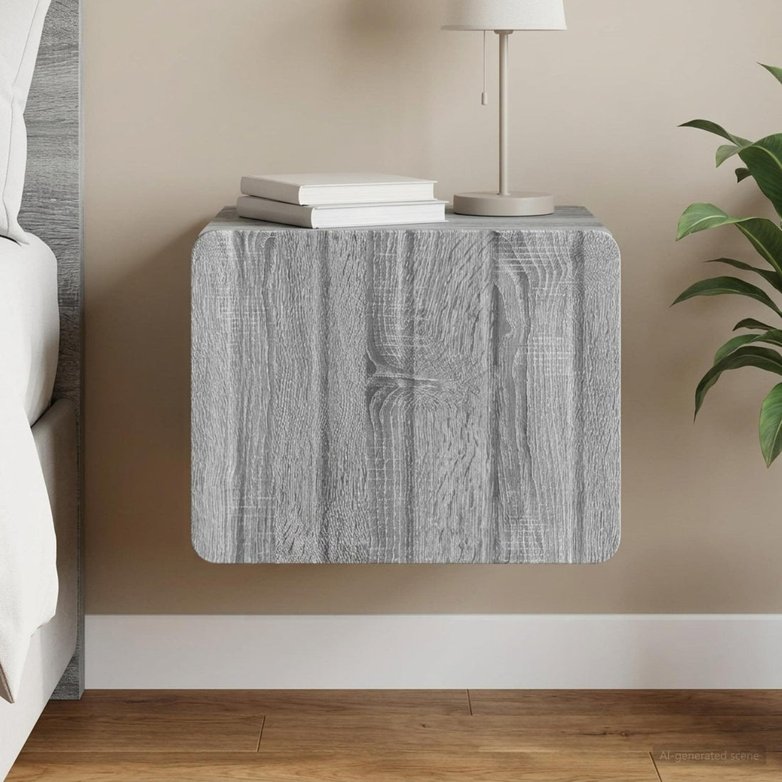 vidaXL Mesita de Noche de Pared Gris Sonoma 33 x 34,5 x 24 cm