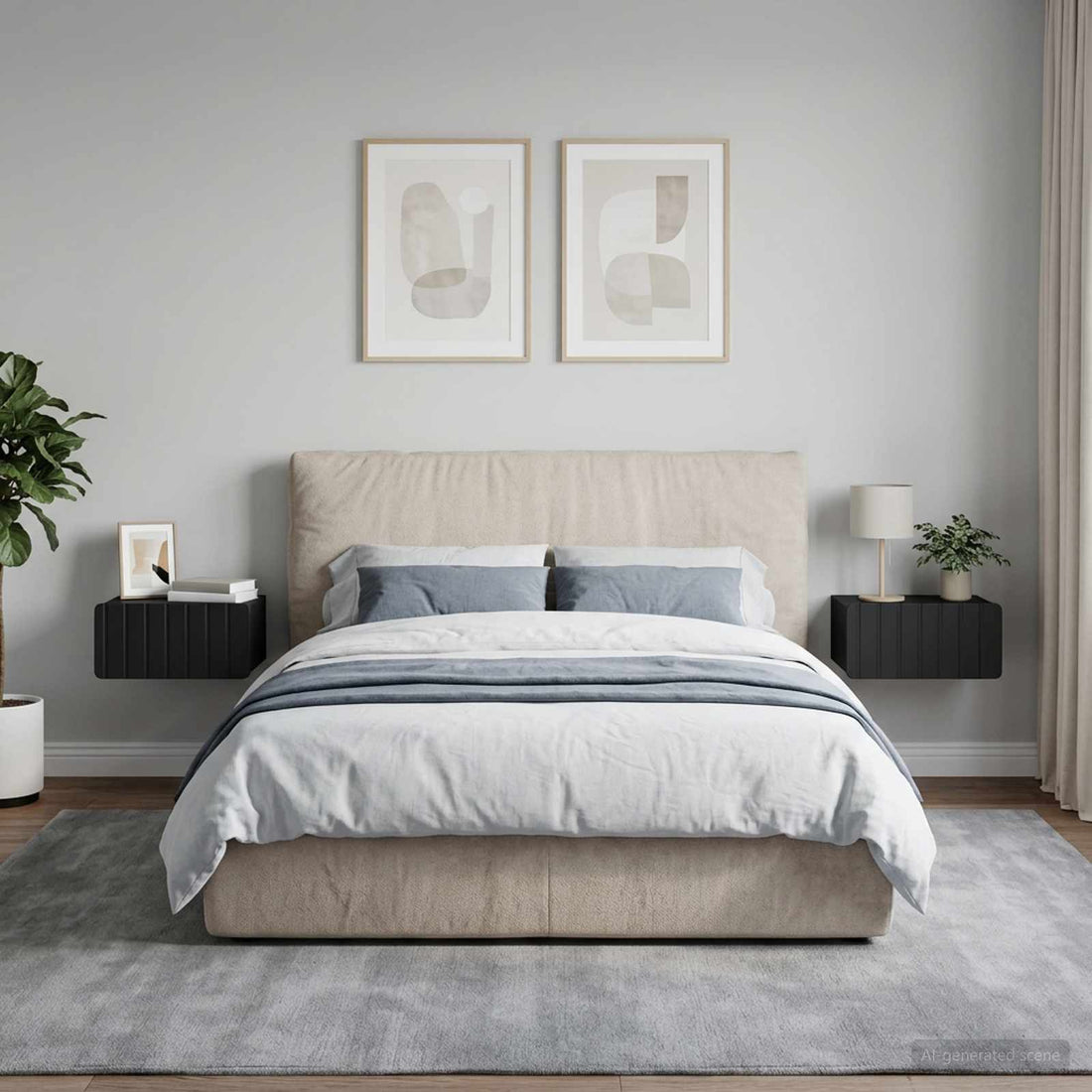 vidaXL Mesita de Noche de Pared 2 uds. Negro 49 x 34,5 x 24 cm