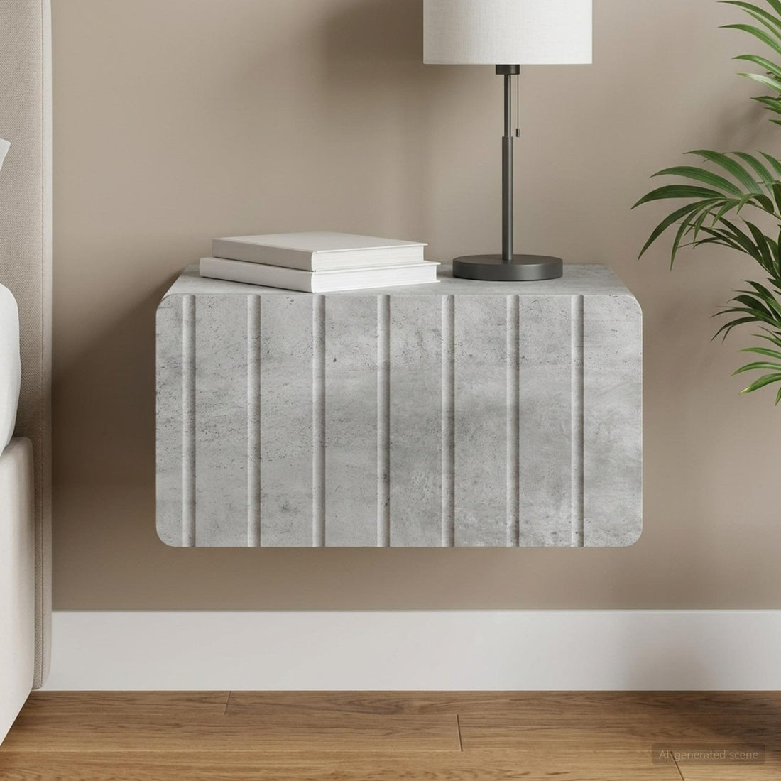 vidaXL Mesita de Noche de Pared Gris Hormigón 49 x 34,5 x 24 cm