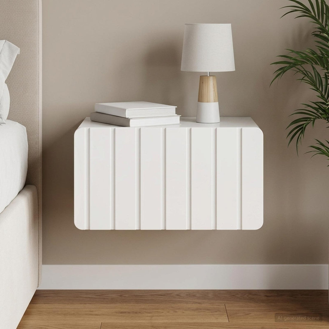 vidaXL Mesita de Noche de Pared con cajón Brillante 49 x 34,5 x 24 cm