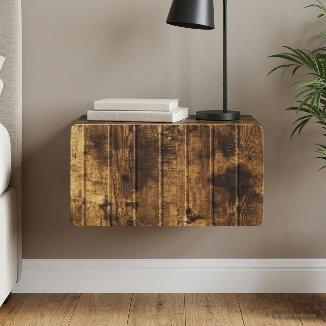 vidaXL Mesita de Noche de Pared Roble Ahumado 49 x 34,5 x 24 cm