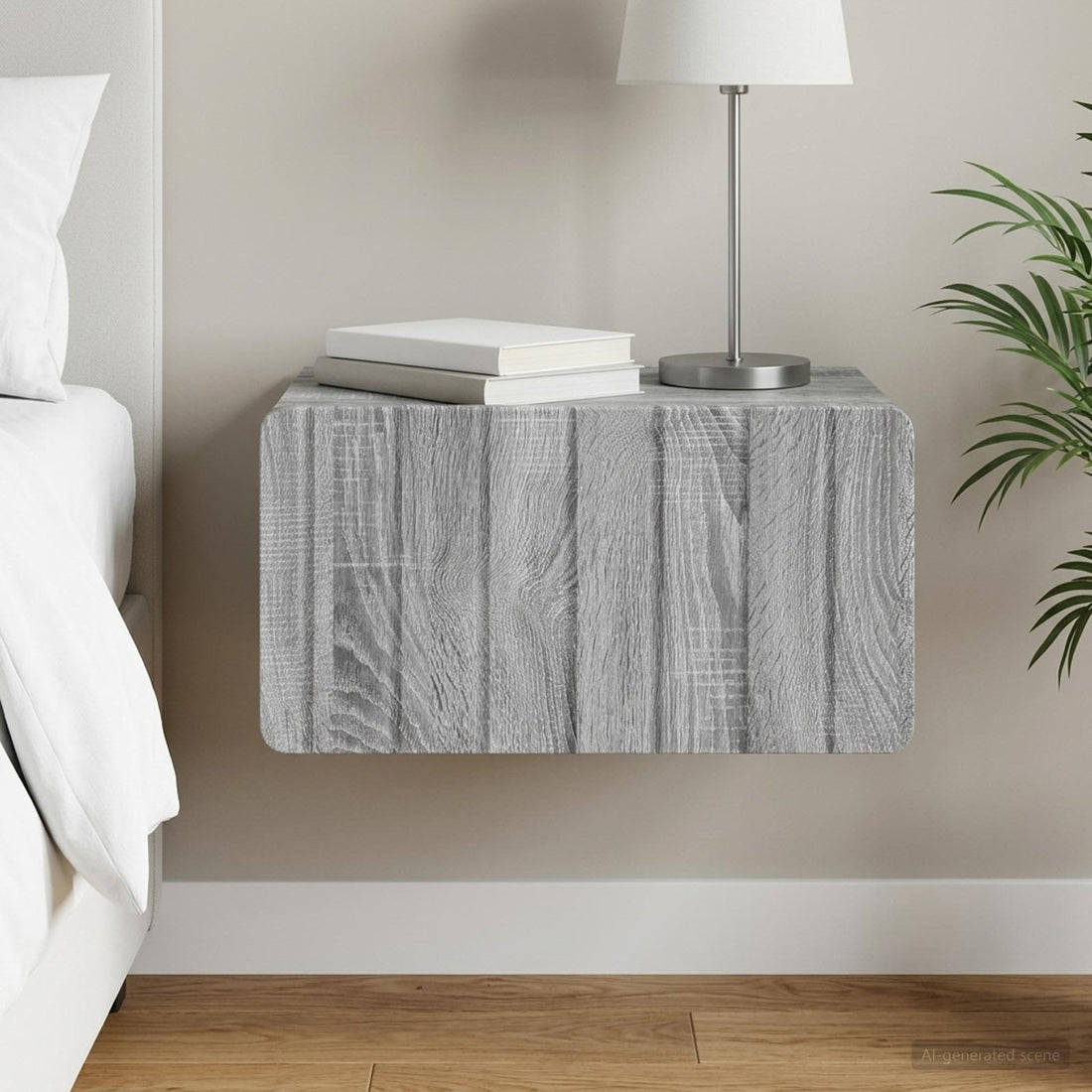 vidaXL Mesita de Noche de Pared Gris Sonoma 49 x 34,5 x 24 cm