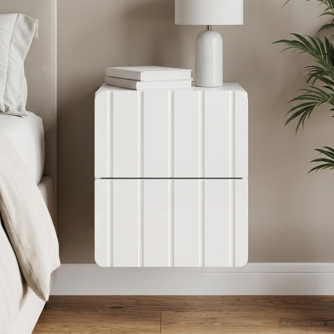 vidaXL Mesita de Noche de Pared Brillante 33 x 34,5 x 43 cm