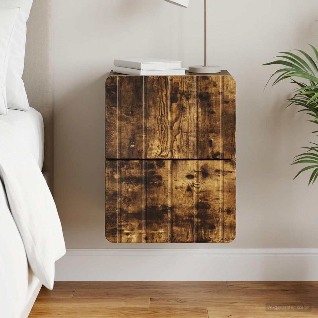 vidaXL Mesita de Noche de Pared Roble Ahumado 33 x 34,5 x 43 cm