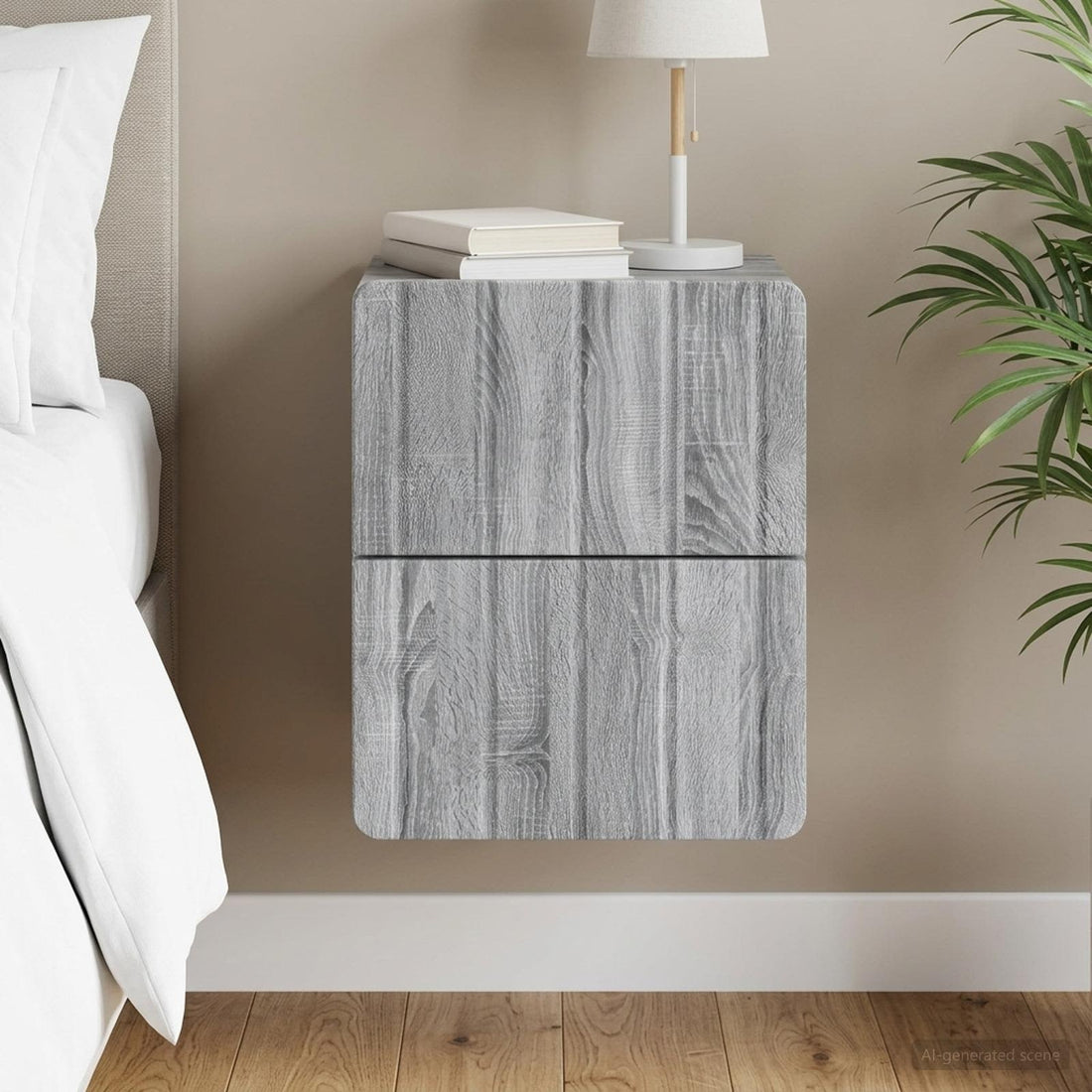 vidaXL Mesita de Noche de Pared Gris Sonoma 33 x 34,5 x 43 cm