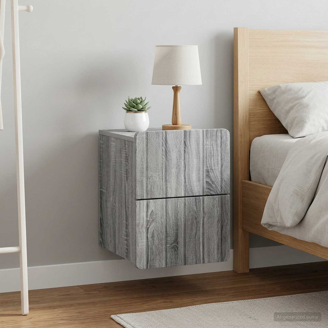 vidaXL Mesita de Noche de Pared 2 uds. Gris Sonoma 33 x 34,5 x 43 cm