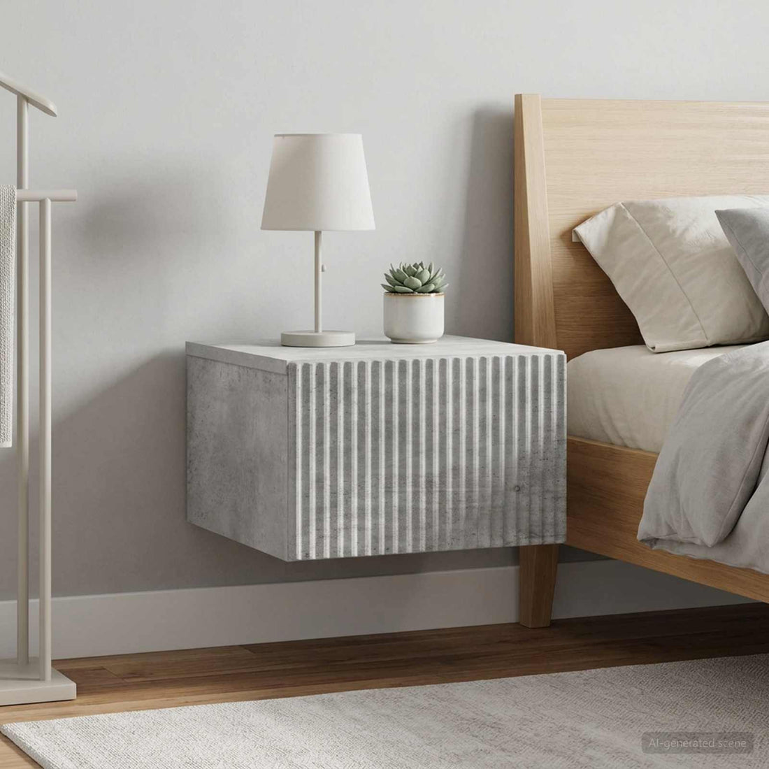 vidaXL Mesita de Noche de Pared 2 uds. Gris Hormigón 33 x 34,5 x 20 cm