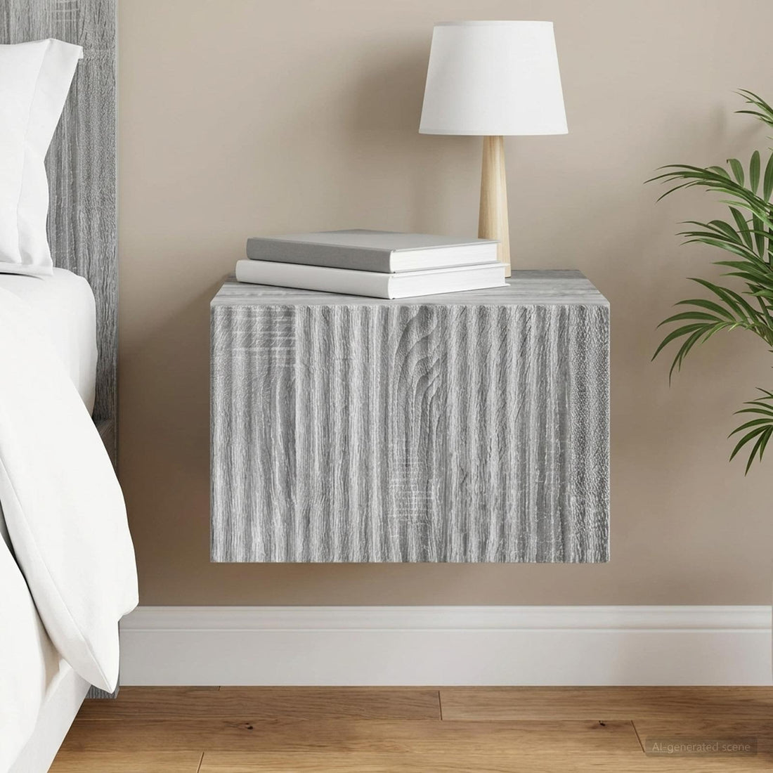 vidaXL Mesita de Noche de Pared Gris Sonoma 33 x 34,5 x 20 cm