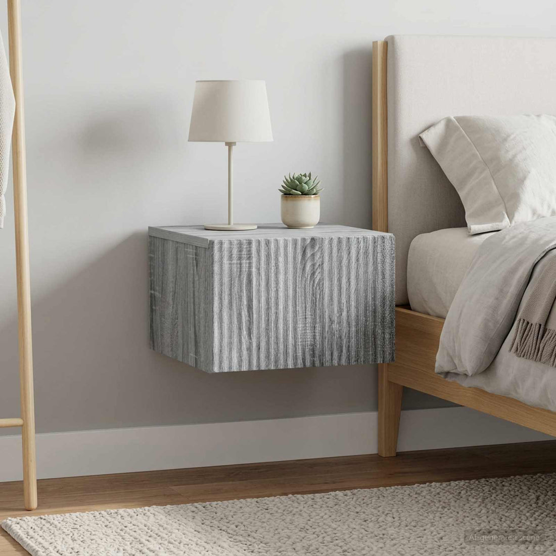 vidaXL Mesita de Noche de Pared 2 uds. Gris Sonoma 33 x 34,5 x 20 cm