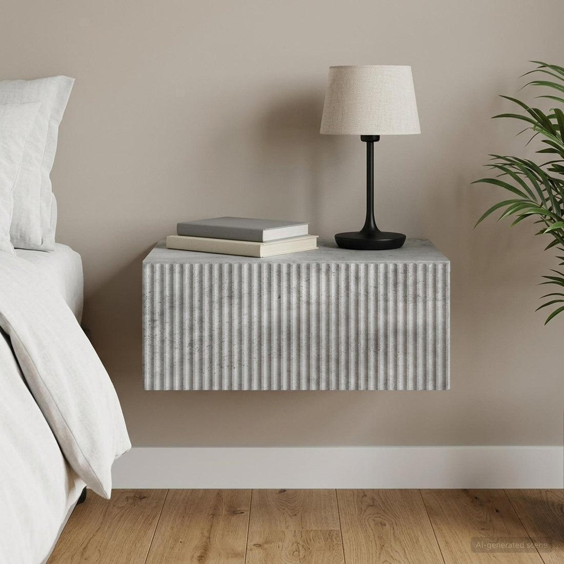 vidaXL Mesita de Noche de Pared Gris Hormigón 49 x 34,5 x 20 cm
