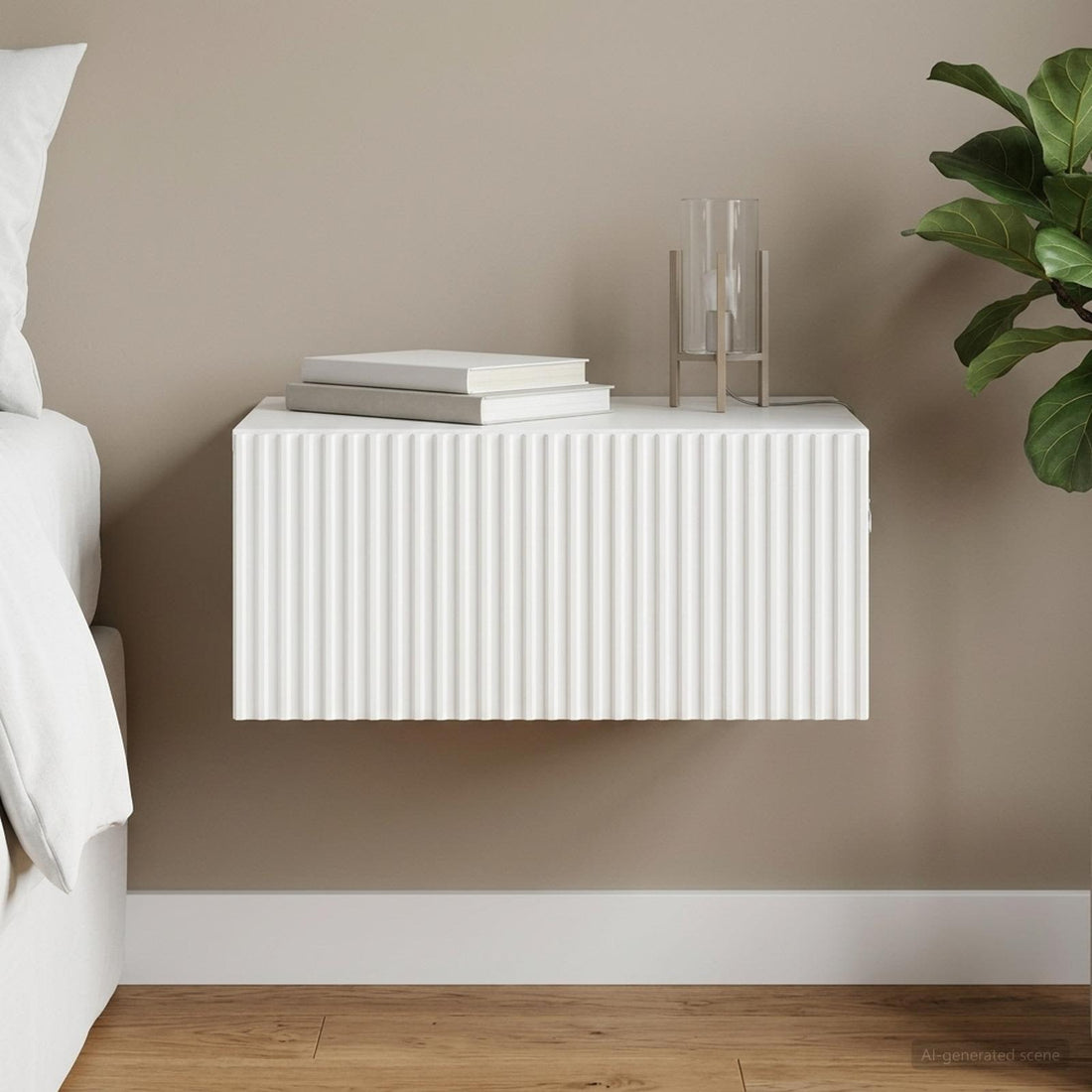 vidaXL Mesita de Noche de Pared Brillante 49 x 34,5 x 20 cm