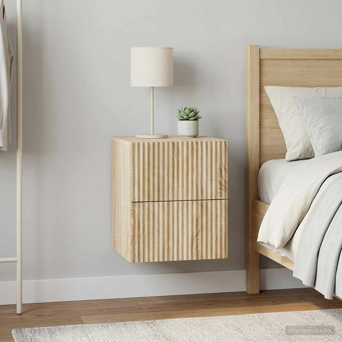 vidaXL Mesita de Noche de Pared 2 uds. Roble Sonoma 33 x 34,5 x 40 cm