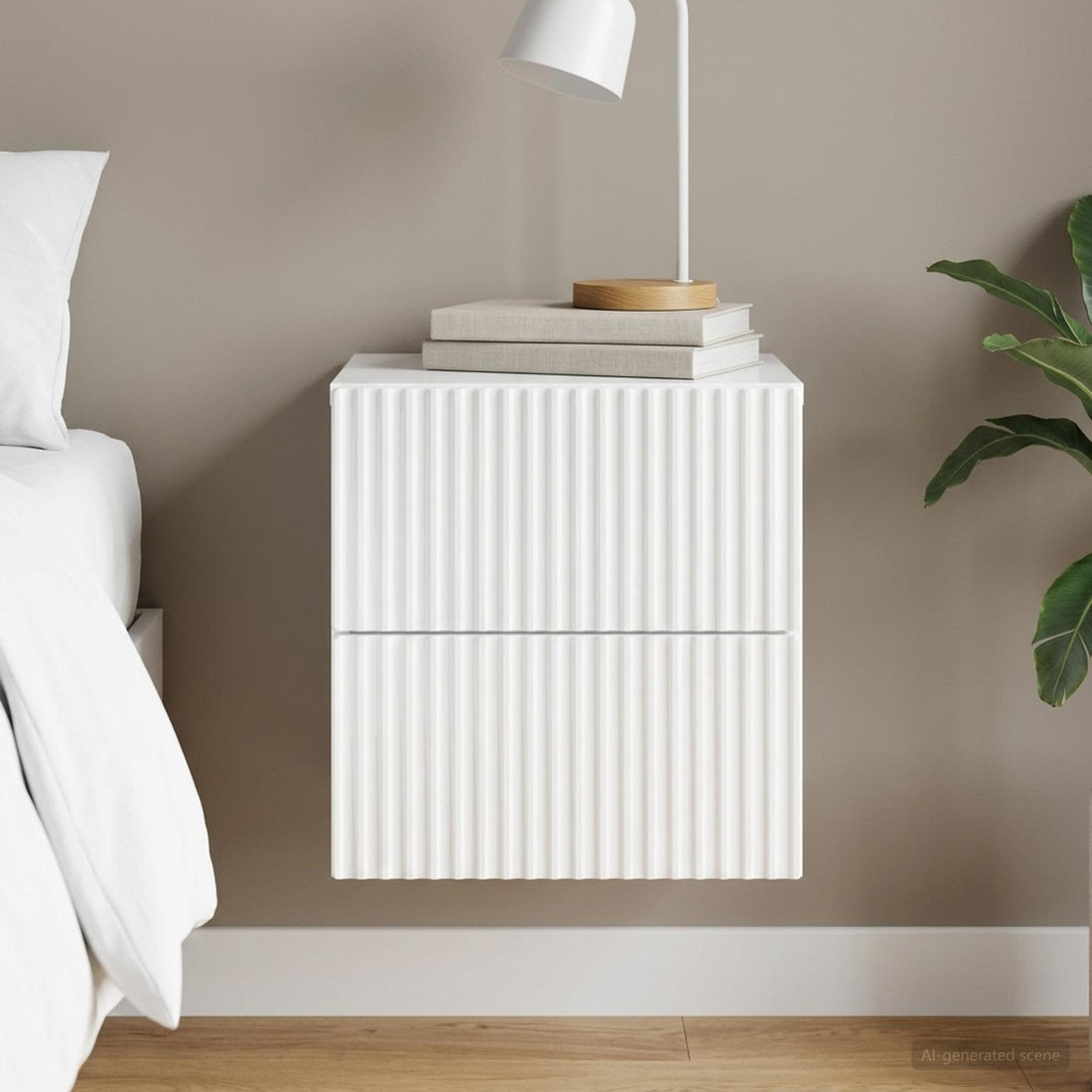 vidaXL Mesita de Noche de Pared Brillante 33 x 34,5 x 40 cm