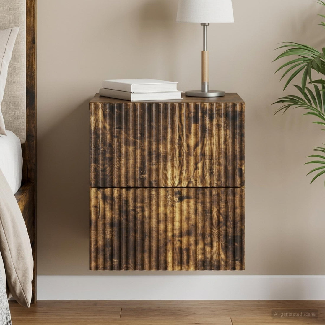 vidaXL Mesita de Noche de Pared Roble Ahumado 33 x 34,5 x 40 cm