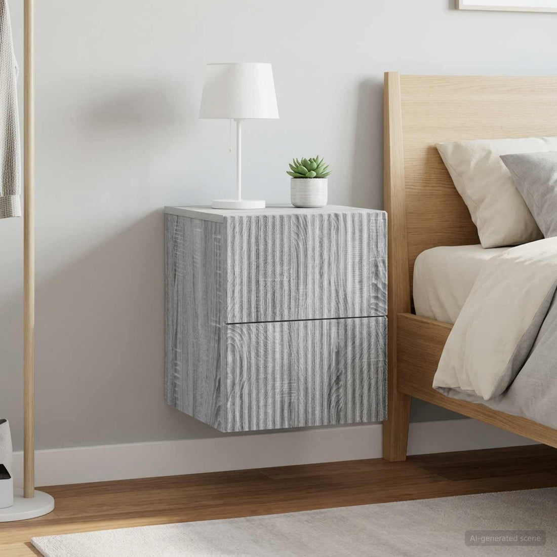 vidaXL Mesita de Noche de Pared 2 uds. Gris Sonoma 33 x 34,5 x 40 cm