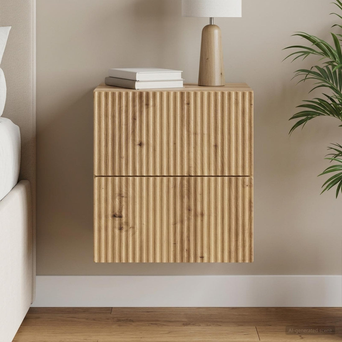 vidaXL Mesita de Noche de Pared Roble artisan 33 x 34,5 x 40 cm