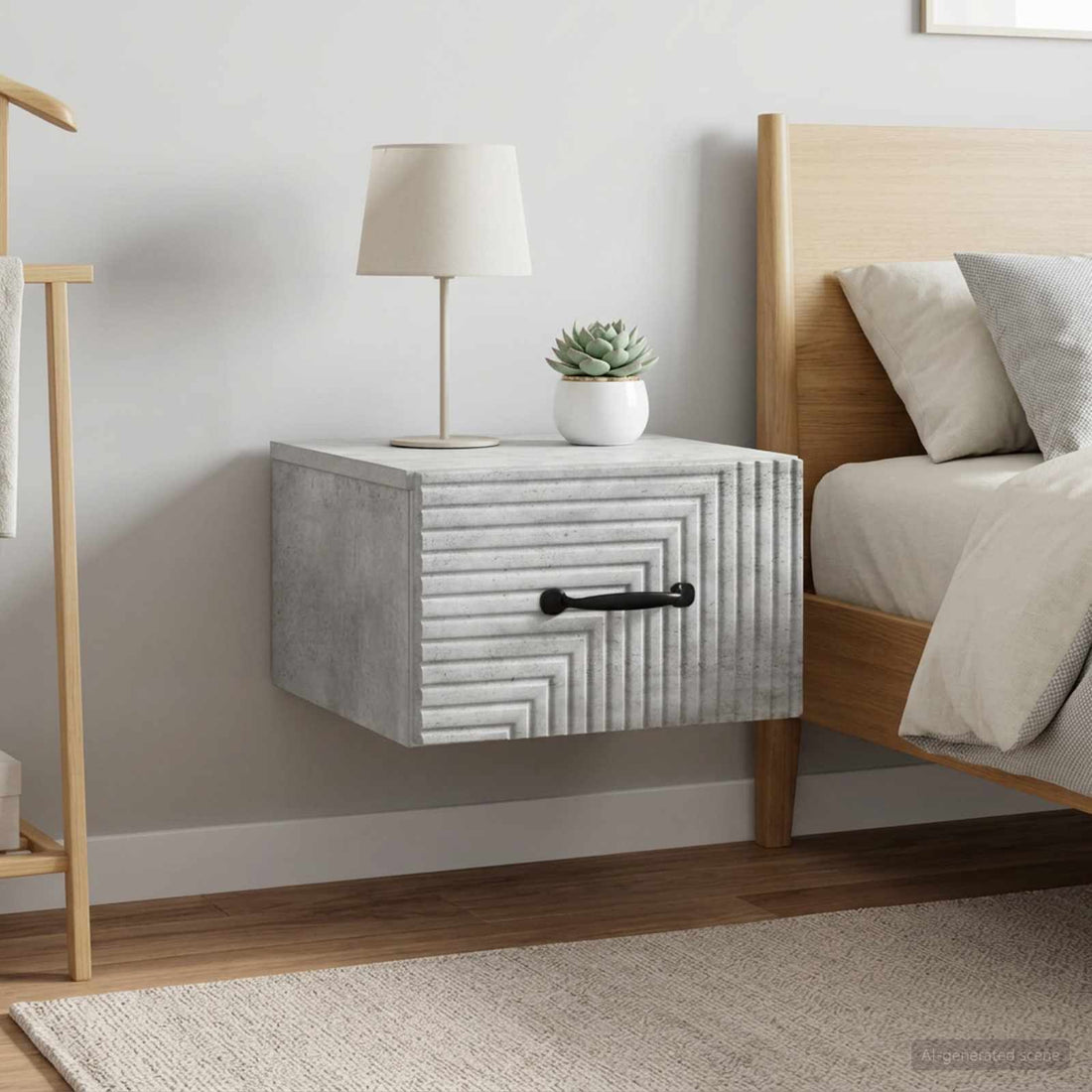 vidaXL Mesita de Noche de Pared 2 uds. Gris Hormigón 34,5 x 33 x 20 cm