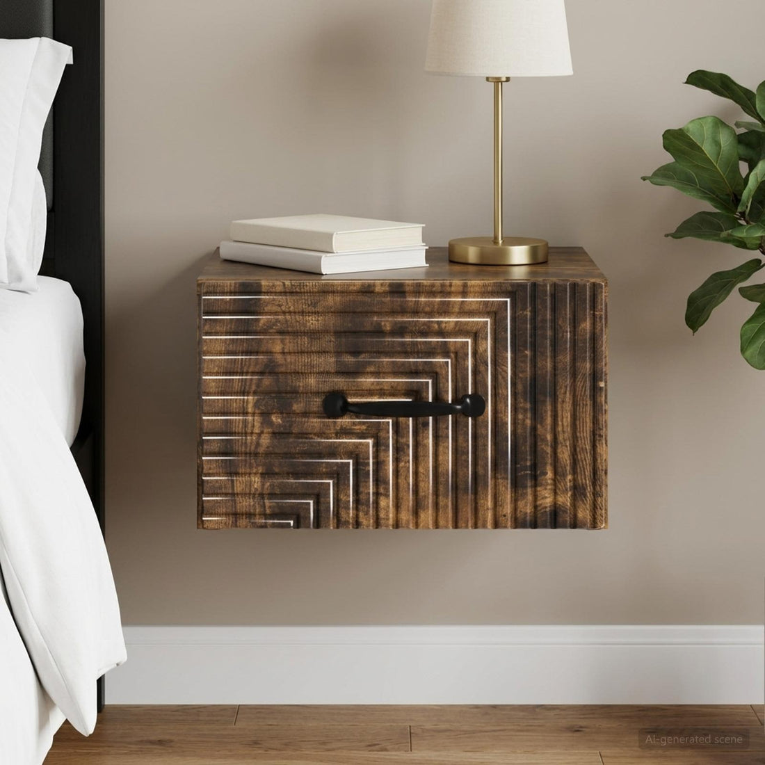 vidaXL Mesita de Noche de Pared Roble Ahumado 34,5 x 33 x 20 cm