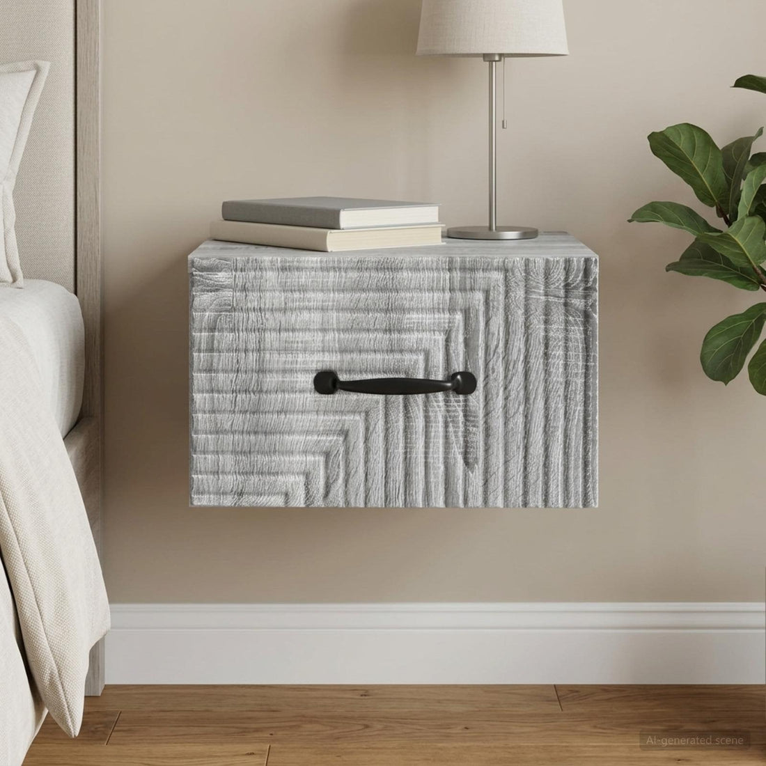 vidaXL Mesita de Noche de Pared Gris Sonoma 34,5 x 33 x 20 cm