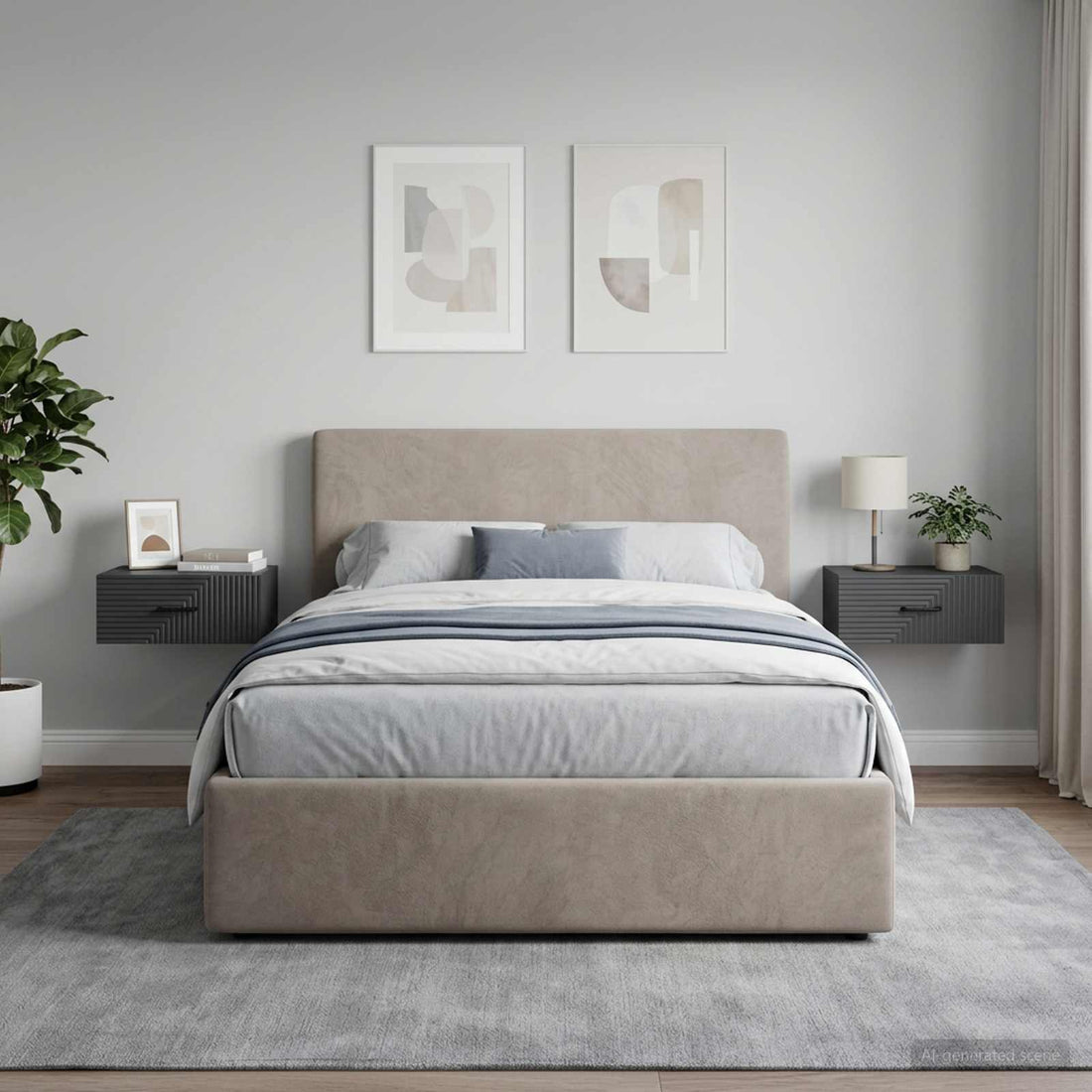 vidaXL Mesita de Noche de Pared 2 uds. Negro 49 x 34,5 x 20 cm